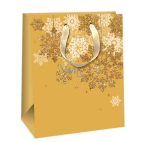 Ditipo Darčeková papierová taška Glitter 18 x 10 x 22,7 cm zlatá, bielej a zlatej vločky QC
