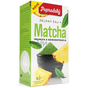 Popradský wellness čaj aromatizovaný zelený čaj + Matcha, imunita a koncentrácia 27 g, 18 pyramídových vrecúšok
