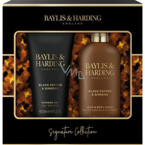 Baylis & Harding Signature Men 'Black Pepper & Ginseng umývací gél na telo a vlasy 300 ml + sprchový gél 200 ml, kozmetická sada pre mužov