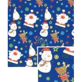 Nekupto Darčekový baliaci papier vianočné 70 x 200 cm Modrý snehuliaci, tučniaky