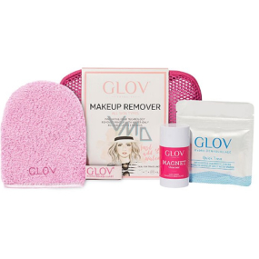 Glov Makeup Remover Travel Set Ružové rukavice na odstraňovanie make-upu + prst na odstraňovanie make-upu na rýchlu korekciu make-upu + mydlo Magnet Cleanser + háčik + kozmetická taška, kozmetická sada pre ženy