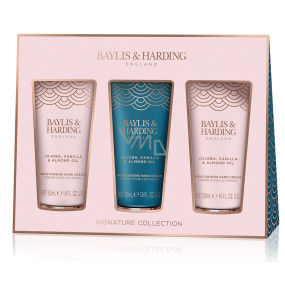 Baylis & Harding Krém na ruky s jojobovým, vanilkovým a mandľovým olejom 3 x 50 ml, kozmetická sada pre ženy