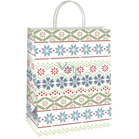 Ditipo Darčeková papierová taška 22 x 10 x 29 cm Vianočné farebné snehové vločky