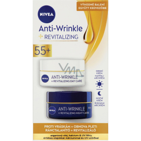 Nivea Anti-Wrinkle + Revitalizing 55+ Obnovujúci denný krém proti vráskam 50 ml + Obnovujúci nočný krém proti vráskam 50 ml, duopack