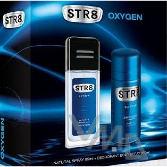 Str8 Oxygen parfumovaný dezodorant pre mužov 85 ml + dezodorant v spreji 150 ml, kozmetická sada