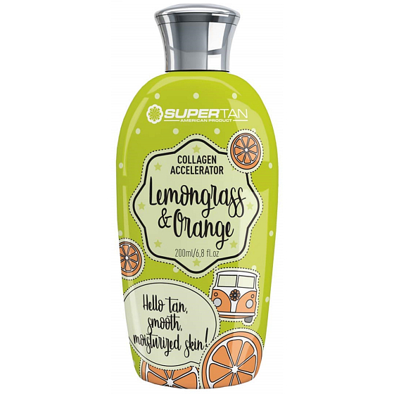 SuperTan Super Sensations Citrónová tráva a Pomaranč Aktívne urýchľovač opálenie s kolagénom do solária 200ml