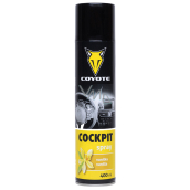 Coyote Cockpit Vanilka antistatický, čistí a ošetruje plast, kožu, gumu, drevo, koženku v interiéri vozidla 400 ml sprej