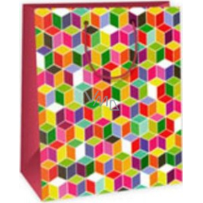 Ditipo Darčeková papierová taška 26,4 x 13,6 x 32,7 cm farebné štvorčeky