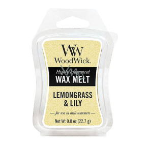 Woodwick Lemongrass & Lily - Citrónová tráva a ľalie vonný vosk do aromalampy 22.7 g