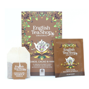 English Tea Shop Bio Rooibos Čokoláda a Vanilka čaj 20 kusov biologicky odbúrateľných pyramidek čaju 40 g