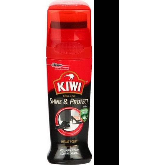 Kiwi Shine & Protect čierny tekutý vosk s aplikačnou hubkou 50 ml