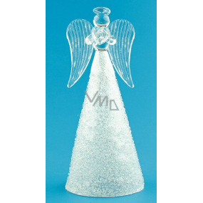 Anjel sklenený s trblietavou sukňou na postavenie 14 cm