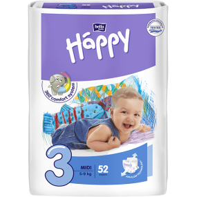 Bella Happy 3 Midi 5-9 kg plienkové nohavičky 52 kusov