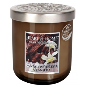 Heart & Home Santalové drevo a vanilka Sójová vonná sviečka strednej horí až 30 hodín 115 g