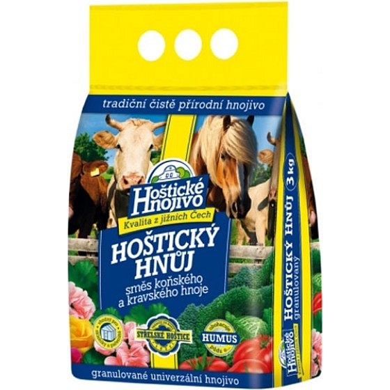 Hoštický hnoj zmes konského a kravského hnoja granulovaný 3 kg