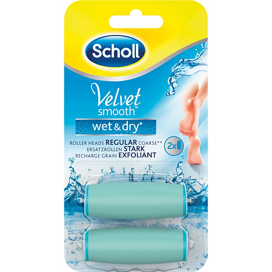 Scholl Velvet Smooth Wet & Dry náhradné hlavice do dobíjacieho bezdrôtového elektrického pilníka na chodidlá 2 kusy