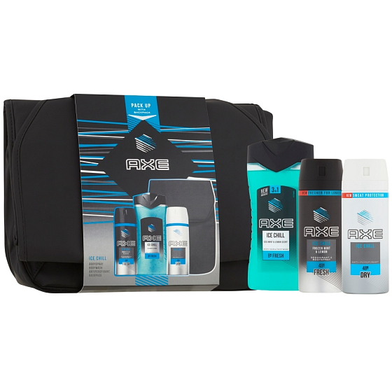 Axe Ice Chill sprchový gél pre mužov 250 ml + dezodorant sprej pre mužov 150 ml + antiperspirant dezodorant sprej pre mužov 150 ml + batoh, kozmetická sada