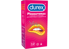 Durex Pleasuremax kondóm s vrúbkami a výstupkami pre stimuláciu oboch partnerov nominálna šírka: 56 mm 12 kusov