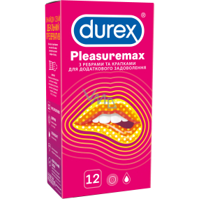 Durex Pleasuremax kondóm s vrúbkami a výstupkami pre stimuláciu oboch partnerov nominálna šírka: 56 mm 12 kusov