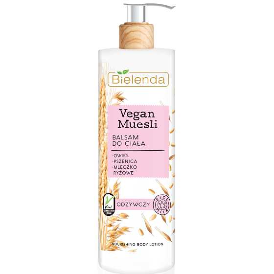 Bielenda Vegan Muesli Pšenica + Ovsené vločky + Ryžové mlieko vyživujúce telové mlieko 400 ml