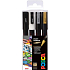 Posca Univerzálna sada akrylových fixiek 0,9 - 1,3 mm Čierna, biela, zlatá, strieborná 4 ks PC-3M