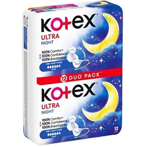 Kotex Ultra Night Duo Pack dámske vložky, 12 ks