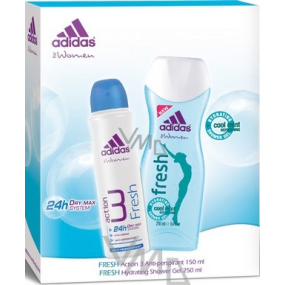 Adidas Action 3 Fresh dezodorant antiperspirant sprej 150 ml + Fresh sprchový gél 250 ml, darčeková sada