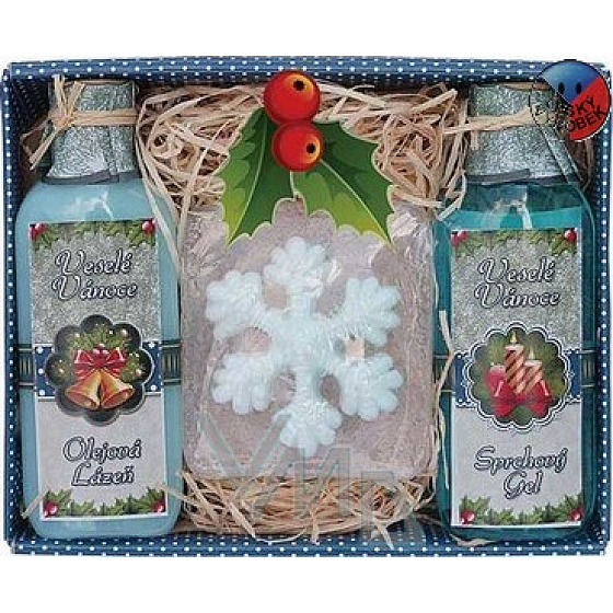 Bohemia Gifts Aqua Minerály sprchový gél 100 ml + kúpeľ 100 ml + mydlo 70g veselé vianoce, kozmetická sada