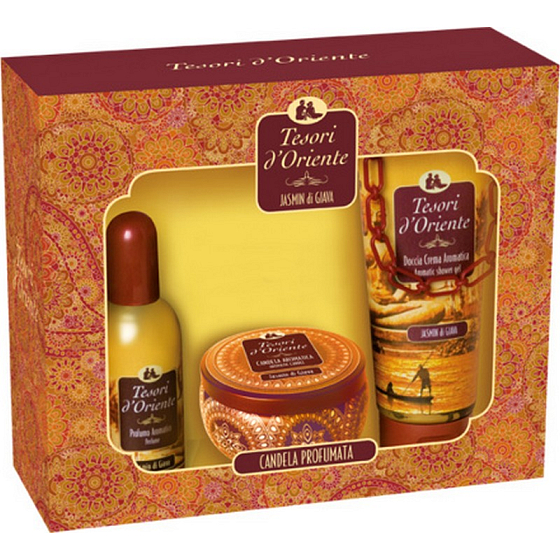 Tesoro d Oriente Jasmin di Giava - Jávsky jazmín toaletná voda 100 ml + sprchový gél 250 ml + orientálna sviečka 109 g, pre ženy darčeková sada