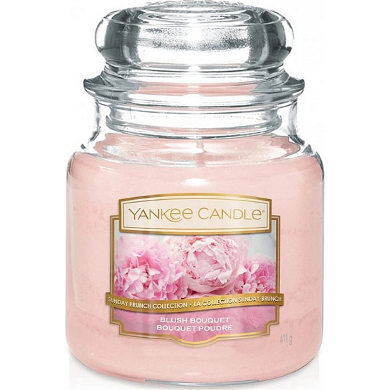 Yankee Candle Blush Bouquet - Ružová kytica vonná sviečka Classic stredné sklo 411 g