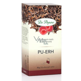 Dr. Popov Pu-Erh malina čaj Prispieva ku kontrole telesnej hmotnosti a duševnému zdraviu 30 g, 20 nálevových sáčkov á 1,5 g