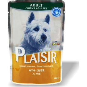 Plaisir Dog s pečeňou kompletné krmivo pre dospelých psov kapsička 100 g