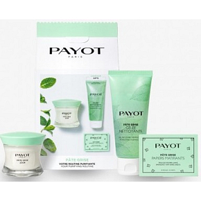 Payot Pate Grise Jour denný zmatňujúci nemastný purifikačný gél 50 ml + Nettoayante penivý gél pre dokonalú pleť 200 ml + Papiers Matifiants SOS Brillance zmatňujúce papieriky 50 kusov, kozmetická sada 2021