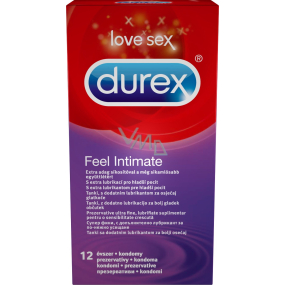 Durex Feel Intimate kondóm tenký s extra lubrikáciou nominálna šírka: 56 mm 12 kusov