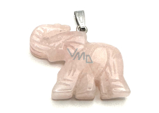 Ružový prívesok Slon prírodný kameň, ručne brúsená figúrka 3,2 x 4 cm, kameň lásky