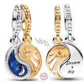 Prívesok zo striebra 925 Yin & Yang, slnko a mesiac deliteľný prívesok na náramku, symbol