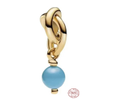 Charm Striebro 925 Prepletený kruh večnosti perla modrá, prívesok na náramok symbol december
