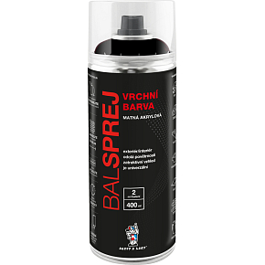 BALSPREJ vrchná univerzálna akrylová farba v spreji, RAL 9005 čierny mat, 400 ml