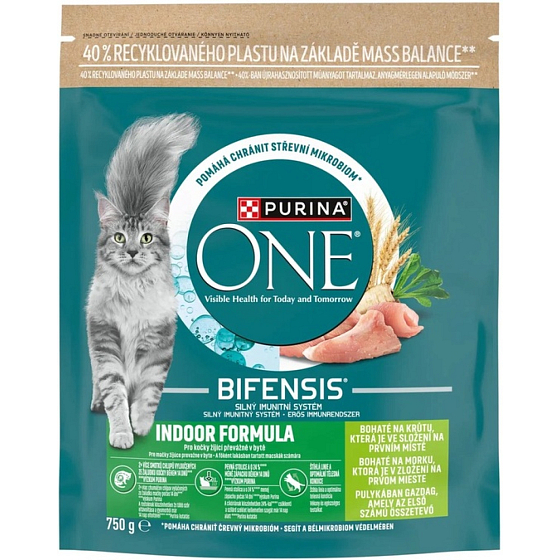 Purina ONE Bifensis Indoor granule pre mačky s kalkunom a obilninami 750g