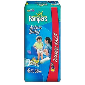 Pampers Active Baby 6 Extra Large 16 + kg plienkové nohavičky 58 kusov