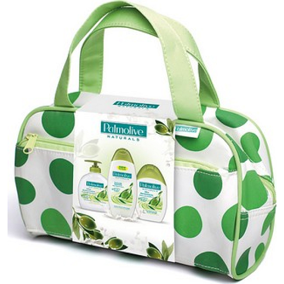 Palmolive Naturals Olive Milk sprchový gél 250 ml + pena do kúpeľa + mydlo + taška, kozmetická sada