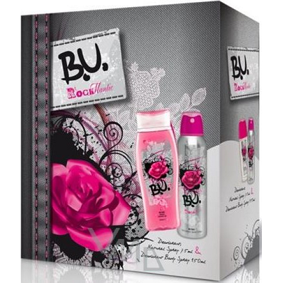 BU Rockmantic sprchový gél 250 ml + dezodorant sprej 150 ml, pre ženy darčeková sada