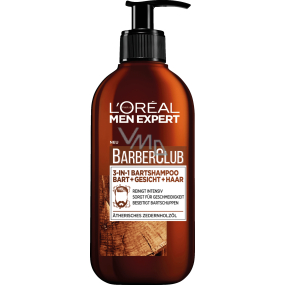 Loreal Paris Men Expert BarberClub Beard Face & Hair Wash 3v1 gél pre dennú starostlivosť o tvár, fúzy a vlasy dávkovač 200 ml