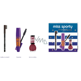 Miss Sporty Pump Up Booster extra black riasenka 12 ml + Lasting Color lak na nechty 151 7 ml + Eyebrow ceruzka na obočie 002 1,8 g, kozmetická sada