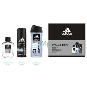 Adidas Dynamic Pulse voda po holení 50 ml + 3v1 sprchový gél na telo a vlasy 250 ml + dezodorant sprej 150 ml, kozmetická sada