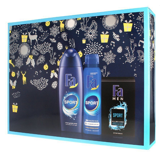 Fa Men Sport sprchový gel 250 ml + dezodorant sprej 150 ml + voda po holení 100 ml, kozmetická sada