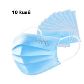 Rúška 3 vrstvová ochranná zdravotné netkaná jednorazová, nízky dýchací odpor 10 kusov modrá TYPE IIR