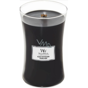 Woodwick Black Peppercorn - Čierne zrnko korenia vonná sviečka s dreveným knôtom a viečkom sklo veľká 609 g