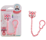 Klip na cumlík Baby Farlin Reťaz na cumlík Mouse Pink pre deti od 0 mesiacov