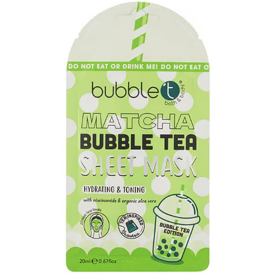 Bubble´t Matcha Bubble Tea textilná maska pre všetky typy pleti 20 ml
